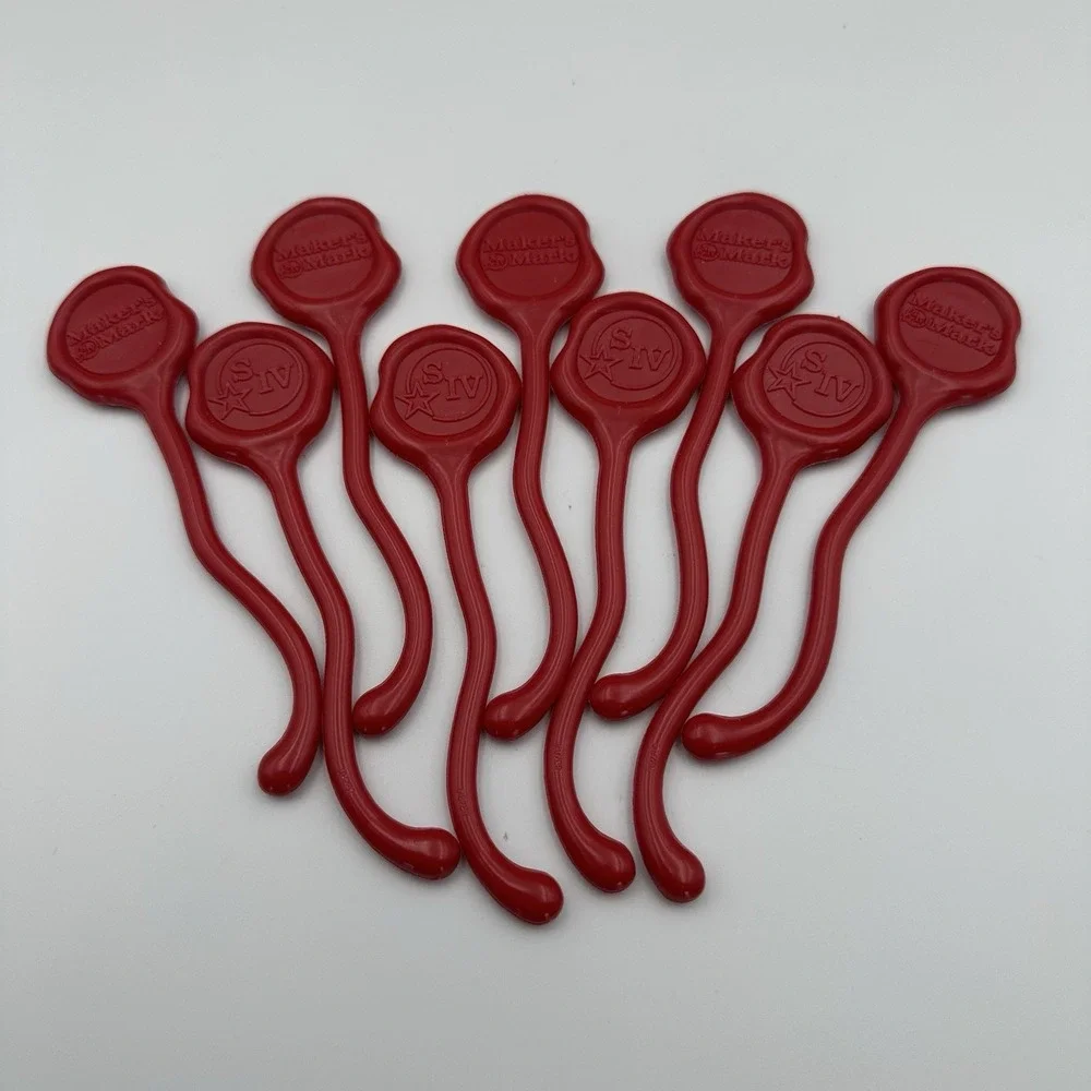 (9) Maker's Mark Bourbon Whiskey S IV Red Wax‎ Stir Swizzle Sticks Barware